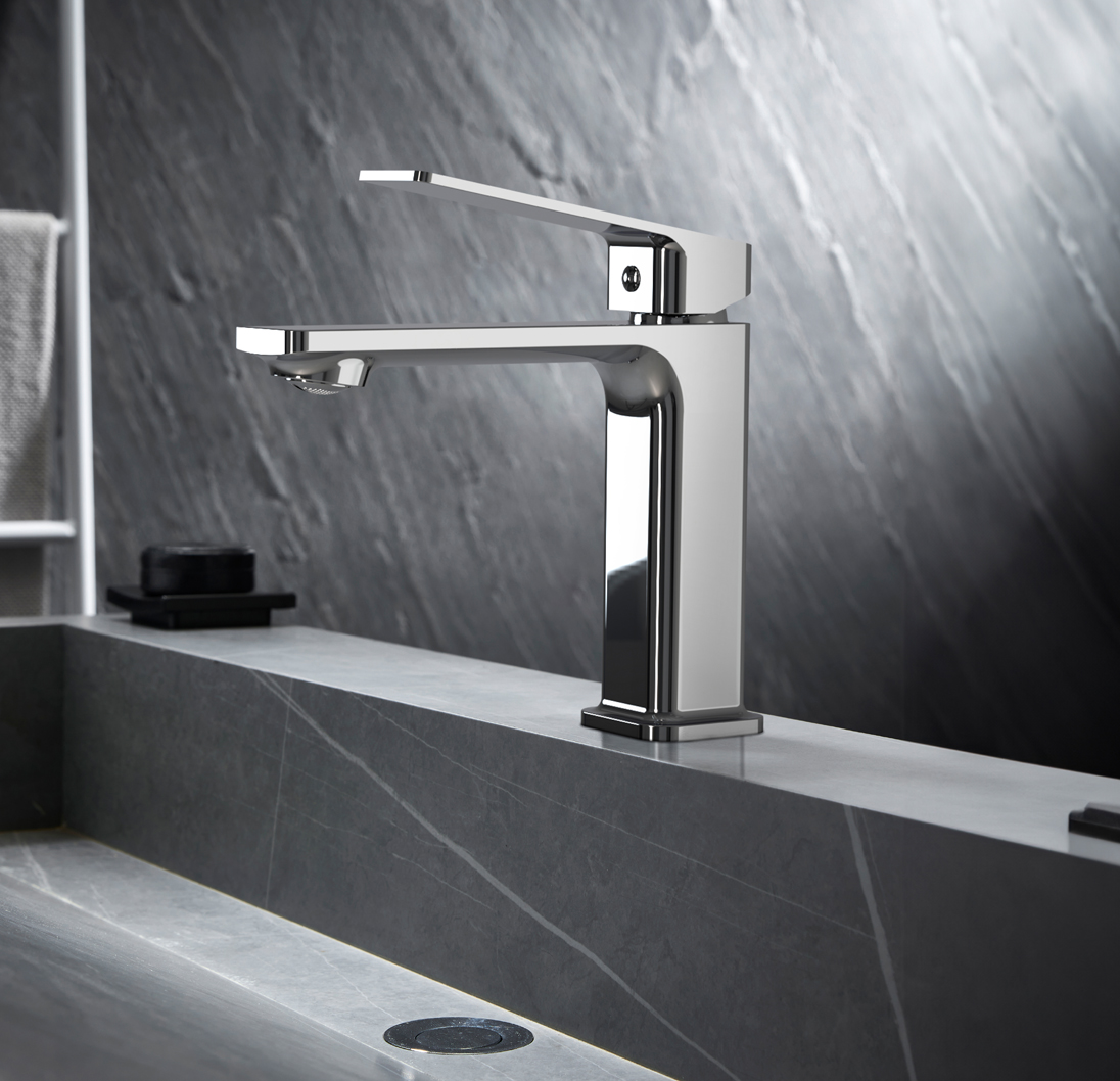 A bathroom faucet