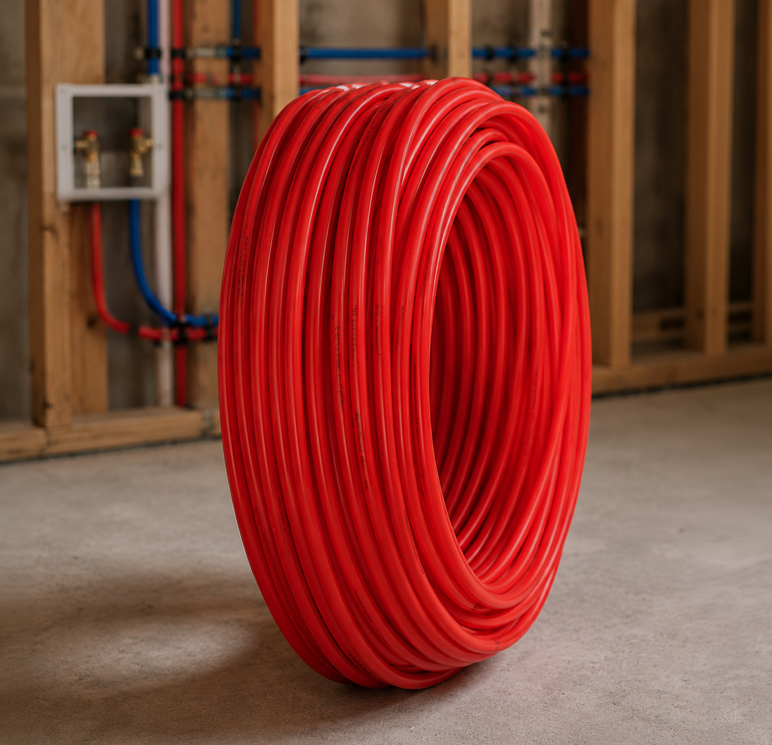 A reel of red Pex-A Tubing