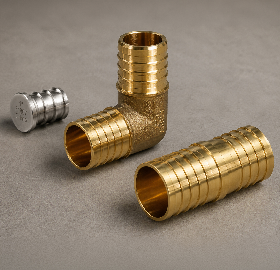 three pex crimp fittings