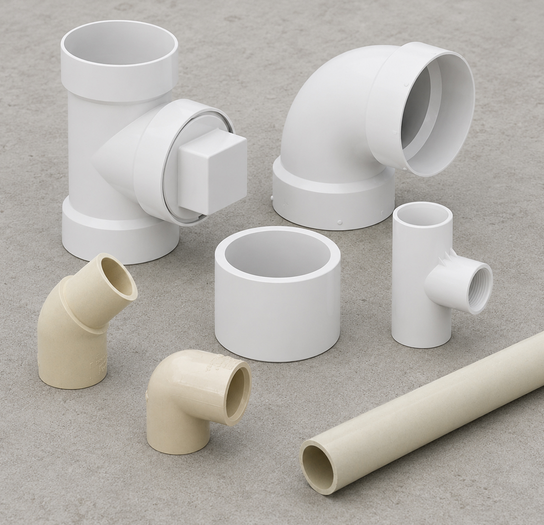 A variety of plastic fittings