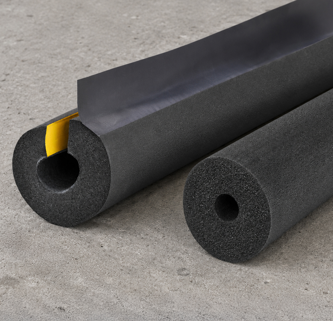 Two pieces of rubber pipe insulation