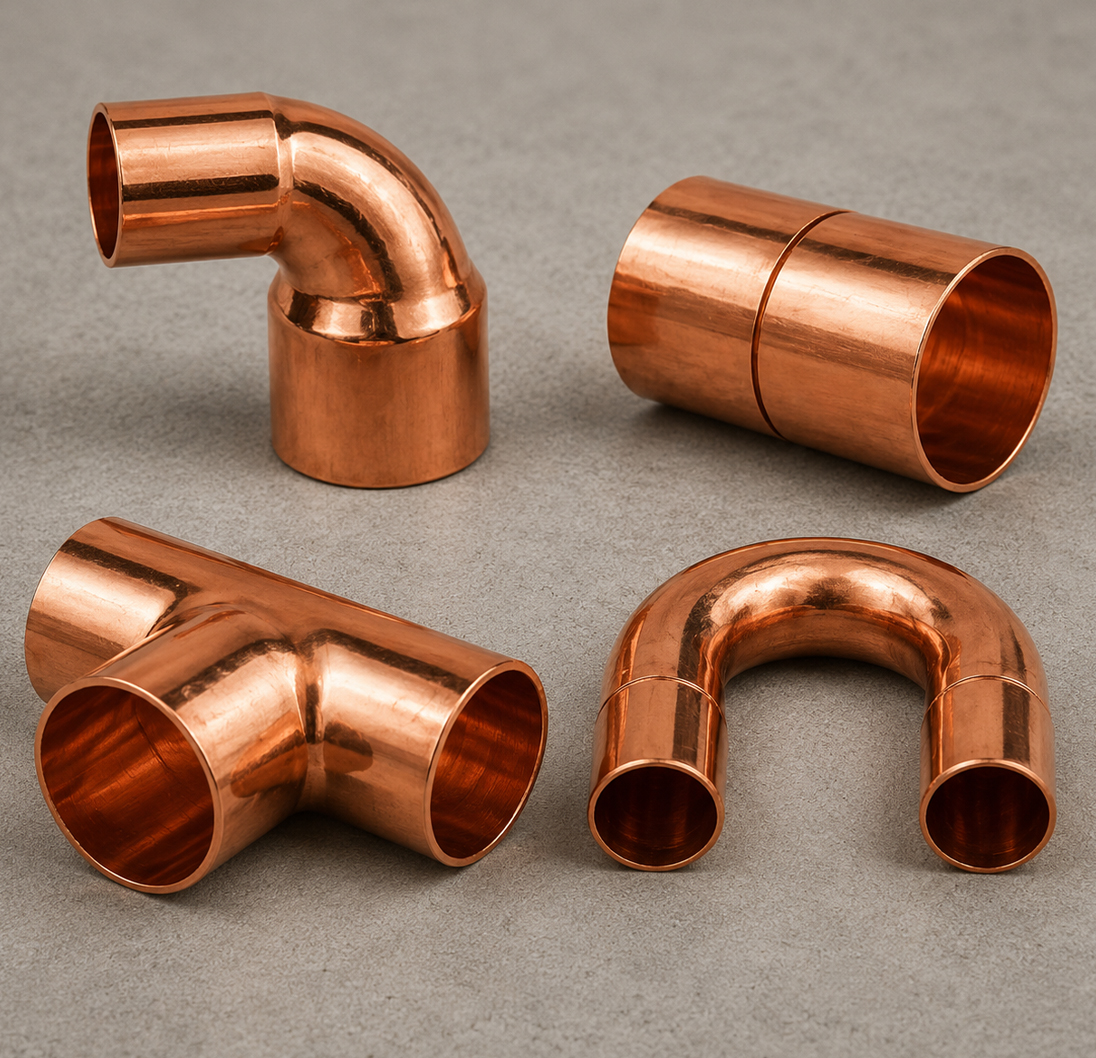 A variety of solder copper fittings