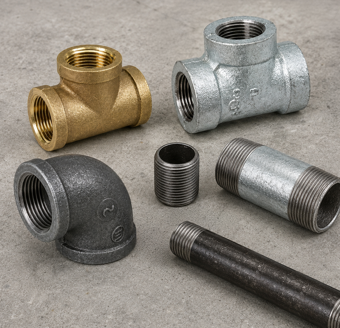 A variety of threaded fittings and nipples