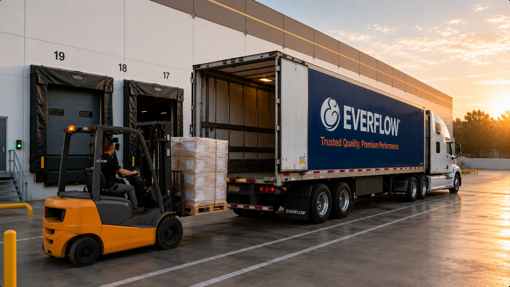 Loading supplies on to an Everflow truck
